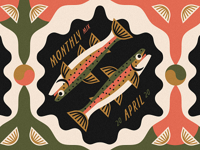 Monthly Mix: April album art april cd cover fish fish illustration monthly mix music music art playlist playlist cover rainbow trout trout