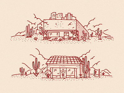 Cowtown Shop Illustration 1 arizona building buildings illustration cowtown cowtown skateboards desert shop skateboard skateboard shop skateshop