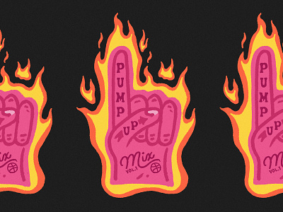 Pump up Mix dribbble dribbble blog fire foam finger mixtape playlist playlist art playlist cover playlists pump up mix