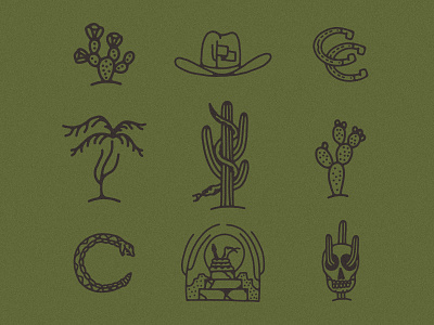 Icon Roundup arizona cactus country cowboy desert desert icons horseshoe icon palm tree portal saguaro skull snake west western icons