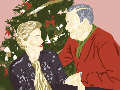 Grandma & Grandpa Christmas christmas christmas tree grandma grandpa grandparents illustration portrait