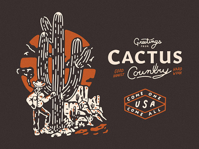 Cactus Country Pennant Details arizona cacti cactus cactus country cactus illustration cowboy desert desert illustration howdy illustration pennant pennants usa western yeehaw