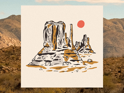 Desert Landscape arizona art print art prints desert desert illustration desert landscape landscape letterpress monument valley western