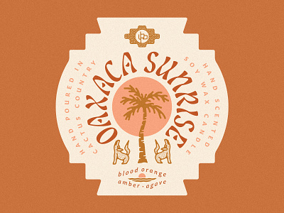 Oaxaca Sunrise Candle Label candle candle label candle packaging desert desert candle desert illustration oaxaca oaxaca sunrise oaxaca sunrise palm tree sunrise