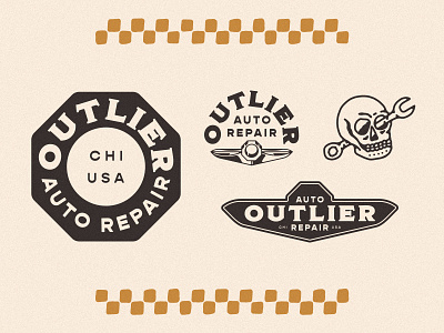 Outlier Auto Branding auto repair brand system car logo logo design logos mechanic logo secondary mark secondary marks