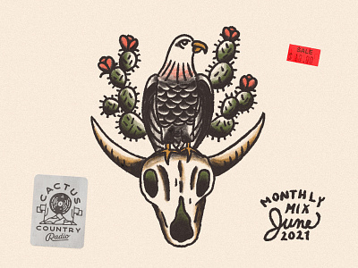 Monthly Mix: June album art cactus cow skull desert eagle eagle tat june june playlist june playlist monthly mix playlist playlist art skull tattoo traditional tattoo