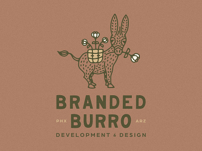 Branded Burro Branding arizona brand identity branding burro desert design dokney donkey flower handdrawn illustration logo logo design real estate