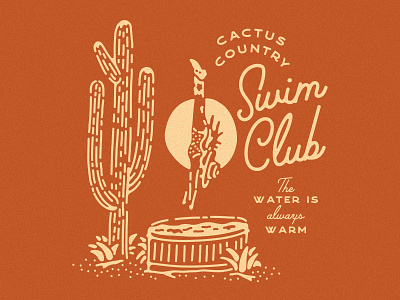 Cactus Country Swim Club arizona cactus desert diving diving lady doozy art illustration koozy saguaro swim club