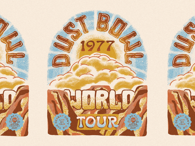 Dust Bowl World Tour album art cactus country concert t desert dust bowl gig poster music art tour poster vintage concert t world tour