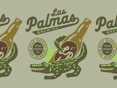 Las Palmas Unused alligator baseball logo beer beer badge beer bottle bottle brewery brewery merch brewing crocodile gator palm springs script logo