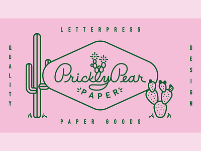 Prickly Pear Business Cards branding business cards cactus green letterpress pink