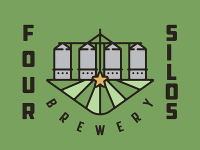 Four Silos Logo Option beer brewery coffee green illustration logo silos
