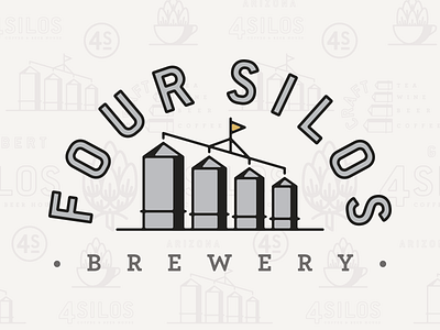 Four Silos Brewery branding brewery four silos illustration logo