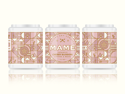 Mame Candle Packaging WIP candle illustration mockup packaging pink southwest