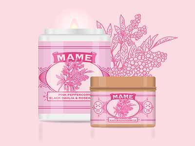 Candle Packaging Mockup 2 candle flame illustration mockup packaging peppercorn pink