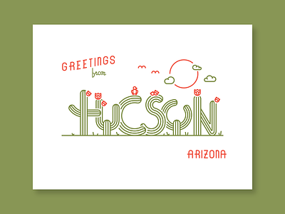 Postcard arizona cactus letters desert letterpress postcard tucson