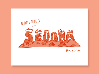 Sedona Postcard arizona desert lettering letterpress postcard sedona