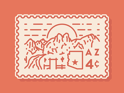 Desert Stamp arizona cactus desert mountains postage stamp stamp design