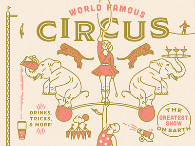 Circus circus detail elephant illustration invite party tiger