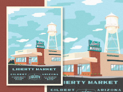 Liberty Market arizona illustration national parks postcard restaurant restaurant design