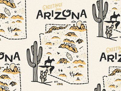 Arizona Map arizona arizona map cactus desert desert map icons map map illustration