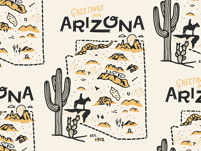 Arizona Map arizona arizona map cactus desert desert map icons map map illustration