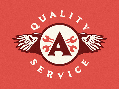 Quality Service a branding branding design eagles lockup logo mechanic monogram quality quality service secondary mark service wings wrenches