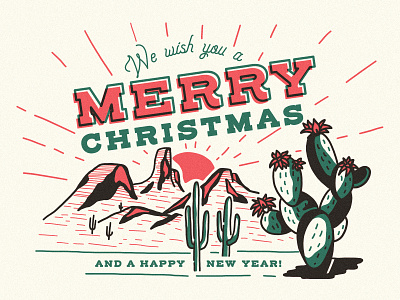 Holiday Workshop Postcard arizona cactus cactus flower desert letterpress letterpressed mountains postcard postcard design
