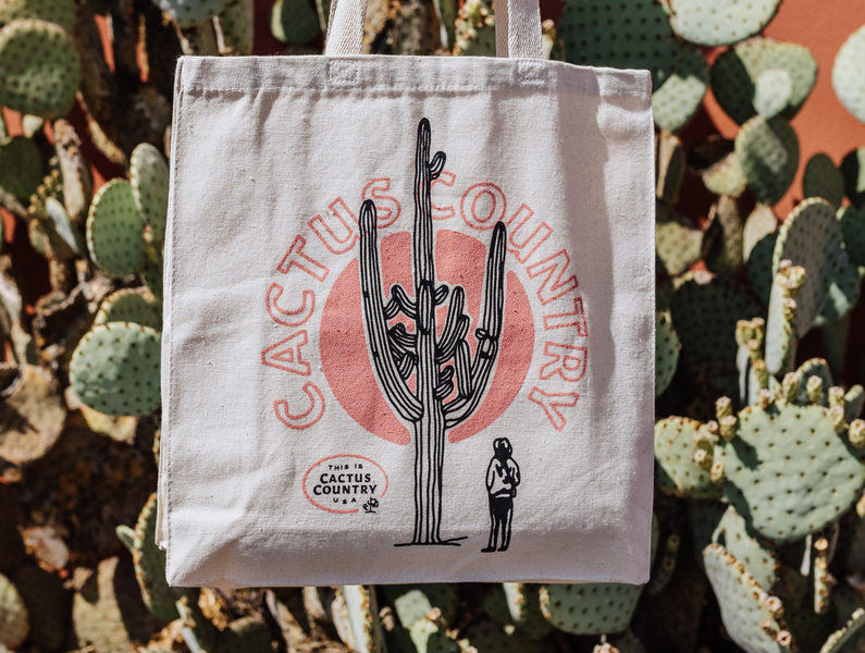 Cactus Country Tote arizona cactus cactus counrtry desert illustration saguaro sunset tote