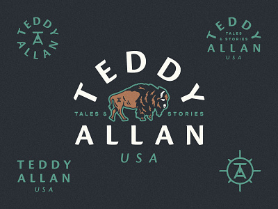 Teddy Allan Exploration adventure adventure logo brand branding branding and identity branding design buffalo illustration buffalo logo legends logo logo design myths tales usa
