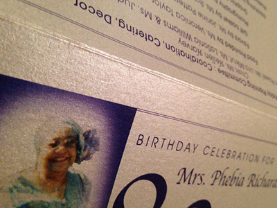 Mrs. Richardson's 80th Birthday Celebration Program 80 birthday blue phebia silver