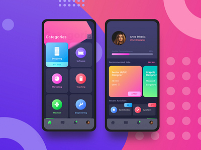 Job Search Application app design icon design typography ui