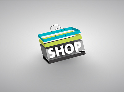 Let's Go Shopping blue brand concept design green icon illustration logo typography vector