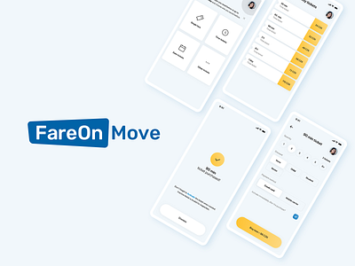 FareOn Move mobile app branding light logo mobile app mobile ui product design shadows ui