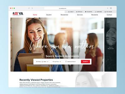 Young America Realty layout property management sketch ui web design website