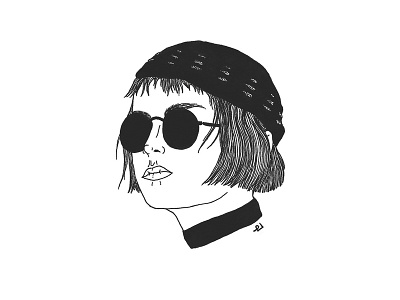 Mathilda black white handdrawn illustration ink