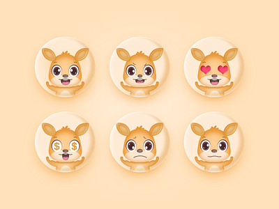 A set of Emoji brand design emoji illustration kangaroo lovely mascot