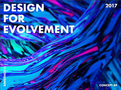 Design For Evolvement abstract art blue color fluid gradient typo