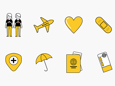 Icons for NGO Website education flat icon illustration infographic line design ngo safety signs travel volunteer