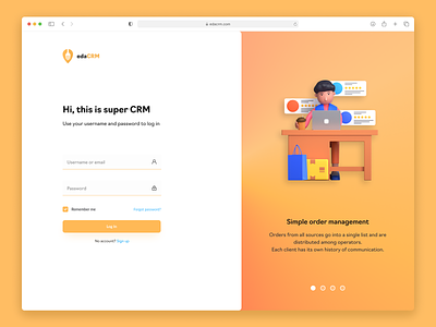 Food Delivery CRM / Login page