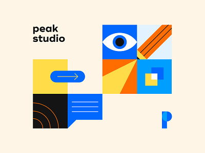 Peak studio blue branding design illustration illustrations logo orange