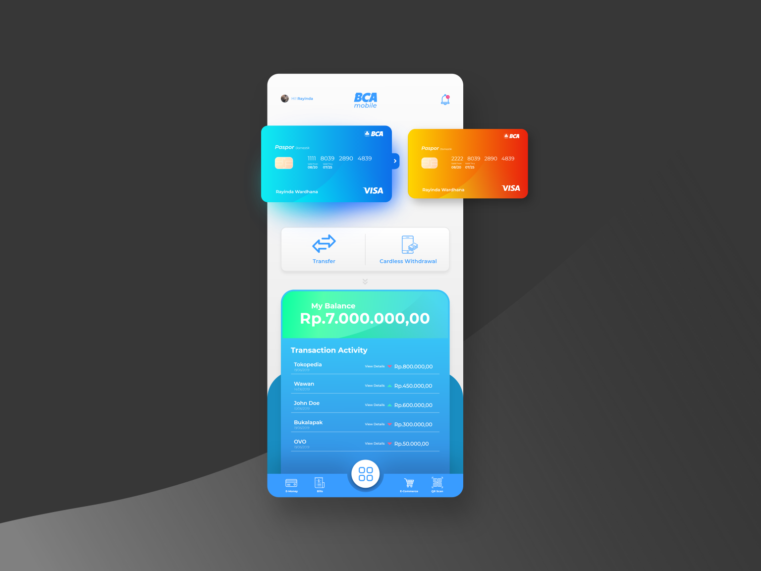 BCA Mobile UI Exploration by Rayinda Wardhana on Dribbble
