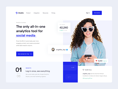 Daily UI 003 - Landing Page analytic clean clean ui hero section instagram landingpage social social media ui uiuxdesign ux web webdesign website