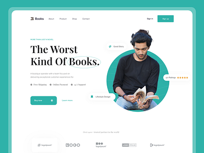 BookStore Website - Hero book books books app bookstore clean design ebook hero hero section homepage landingpage reading ui web design webdesign website