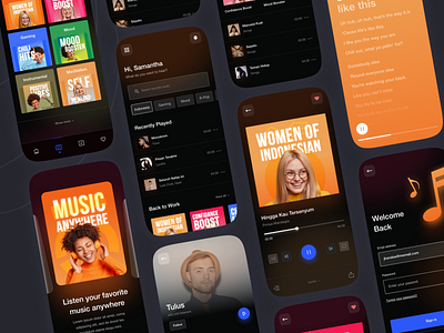 Melodi - Music Apps Concept app dark dark theme design inspiration media media player music music app music player newest spotify trending ui ux
