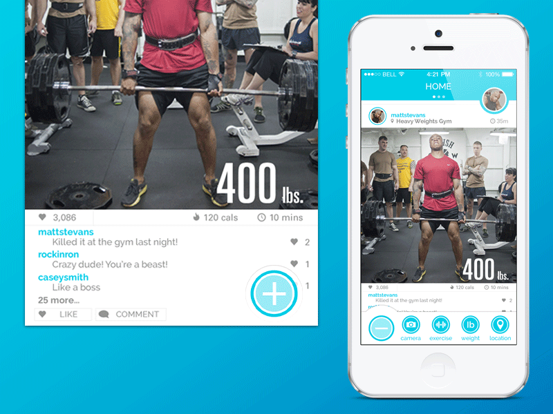 Fitness App app blue fitness icons illustration iphone transition ui ux