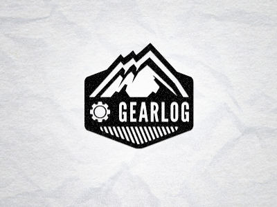 GearLog Logo badge gear illustrator logo mountains paper vector