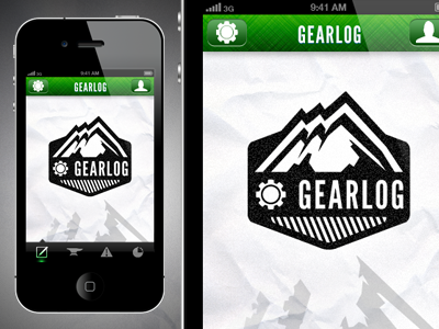 Gear Log app gear icons iphone log mountains ui