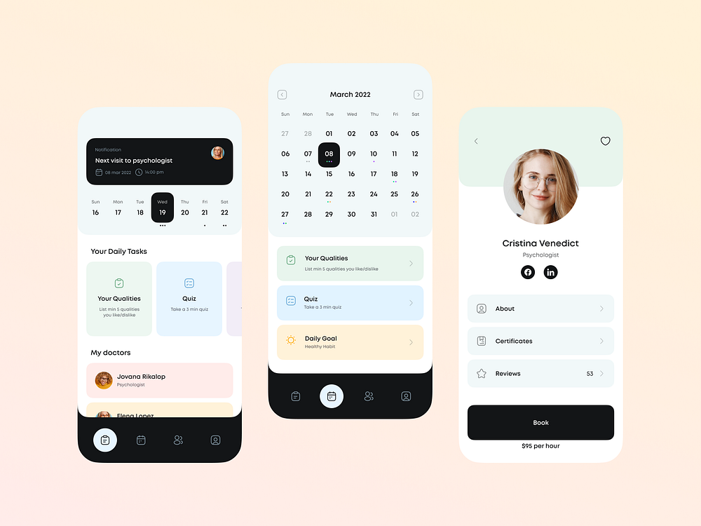 Psychology App by Dariia Bondarenko on Dribbble