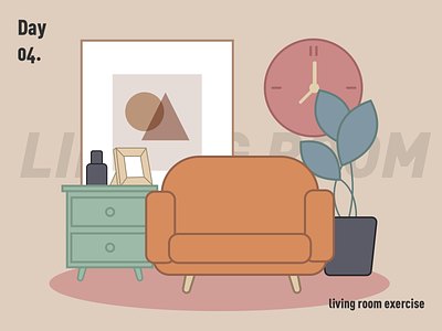 living room 100days clock design emoji emojis illustration living room plant room tour sketch sofa 不错实验室